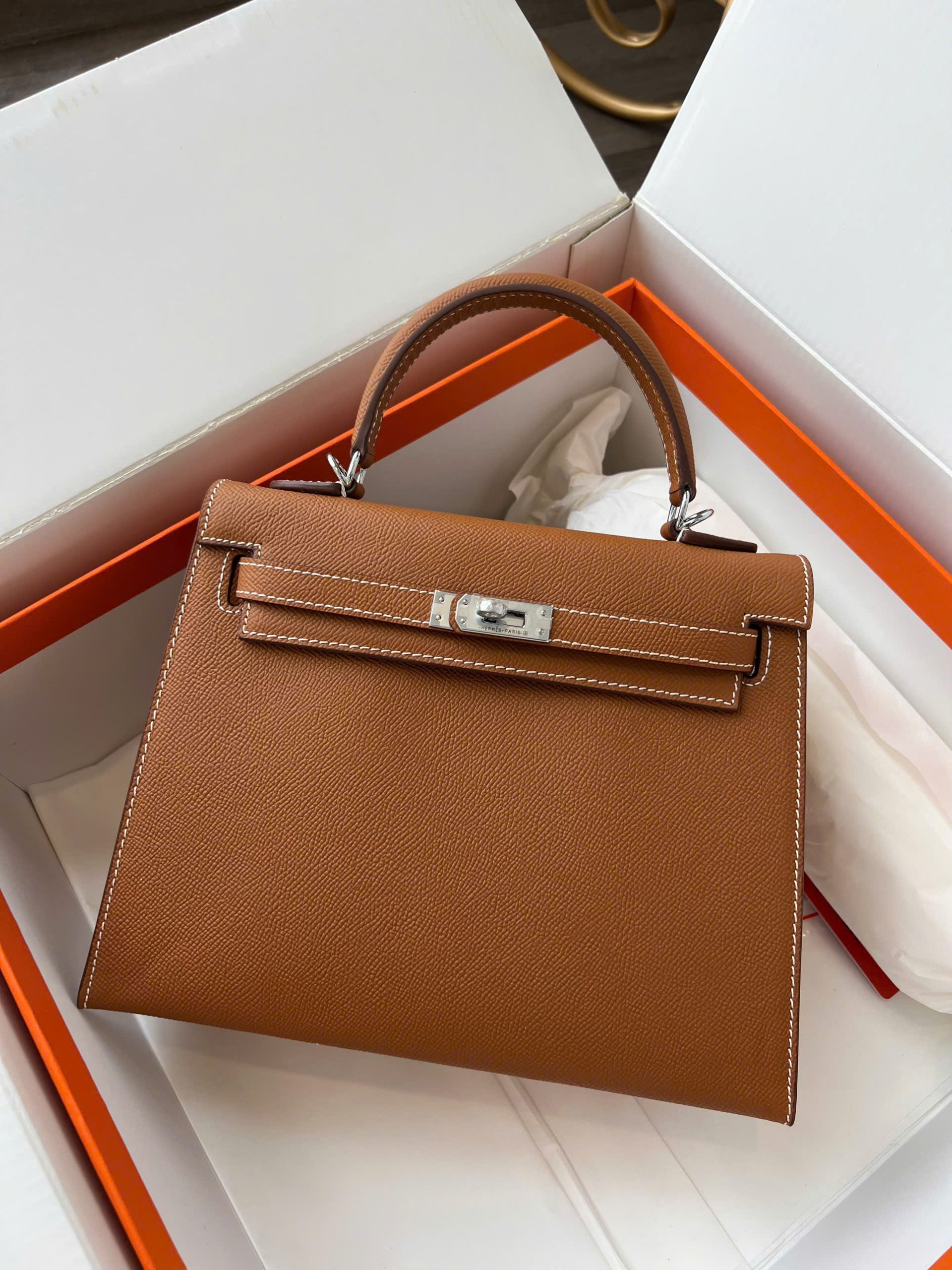 Classic Trapezoid Top Handle Flap Bag (Premium Epsom Collection) - Image 2