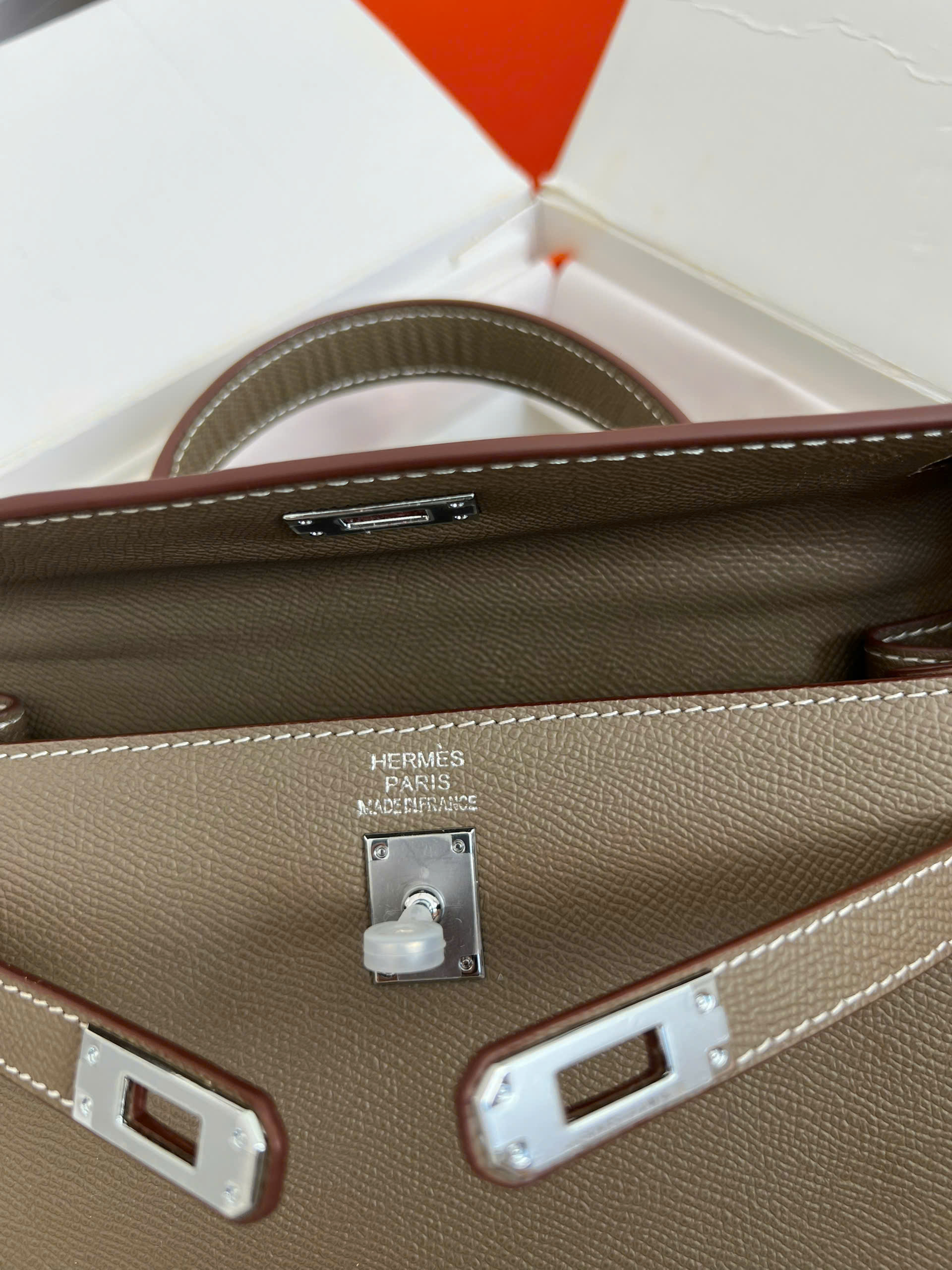 Classic Trapezoid Top Handle Flap Bag (Premium Epsom Collection) - Image 10