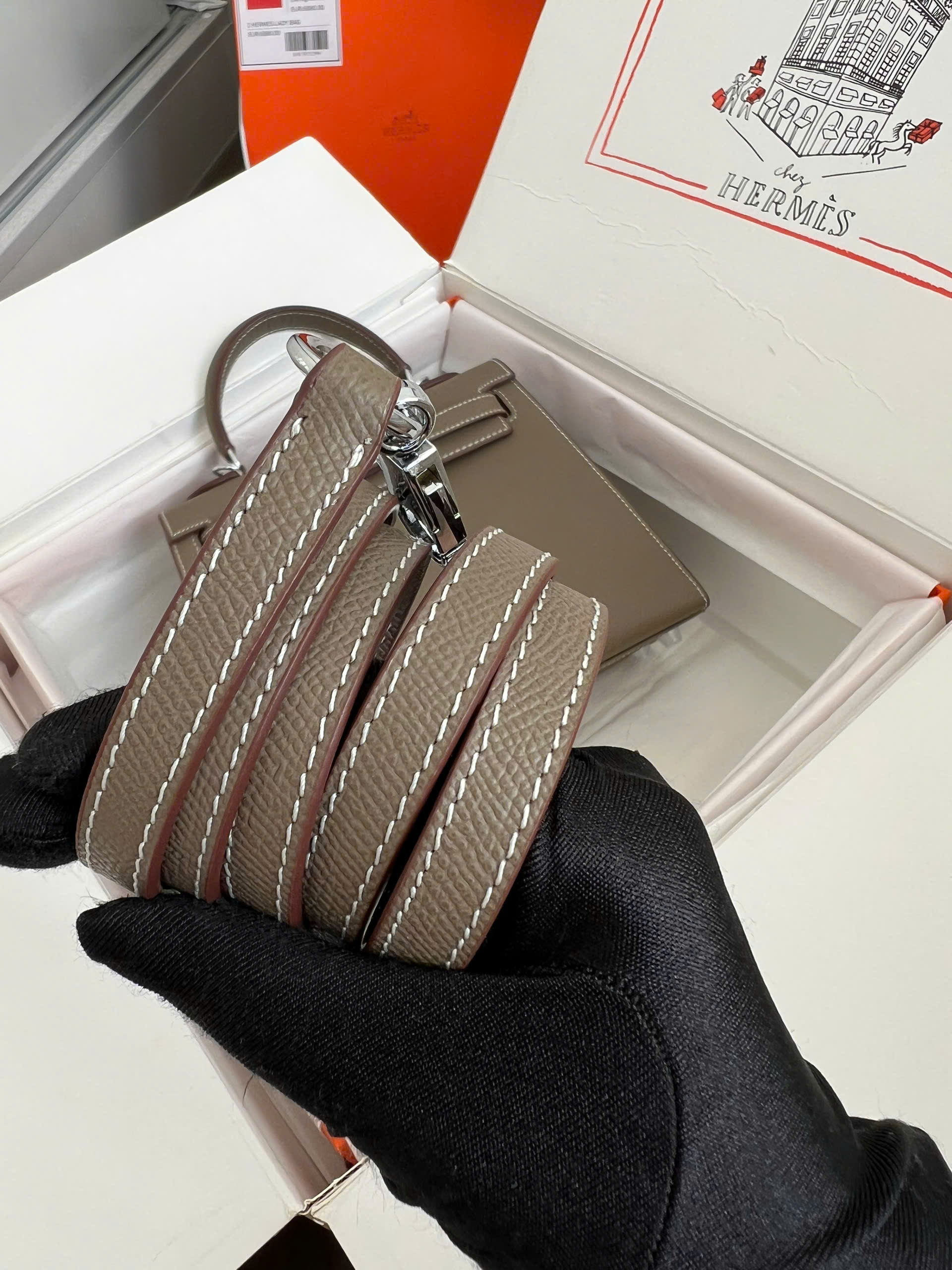 Classic Trapezoid Top Handle Flap Bag (Premium Epsom Collection) - Image 13