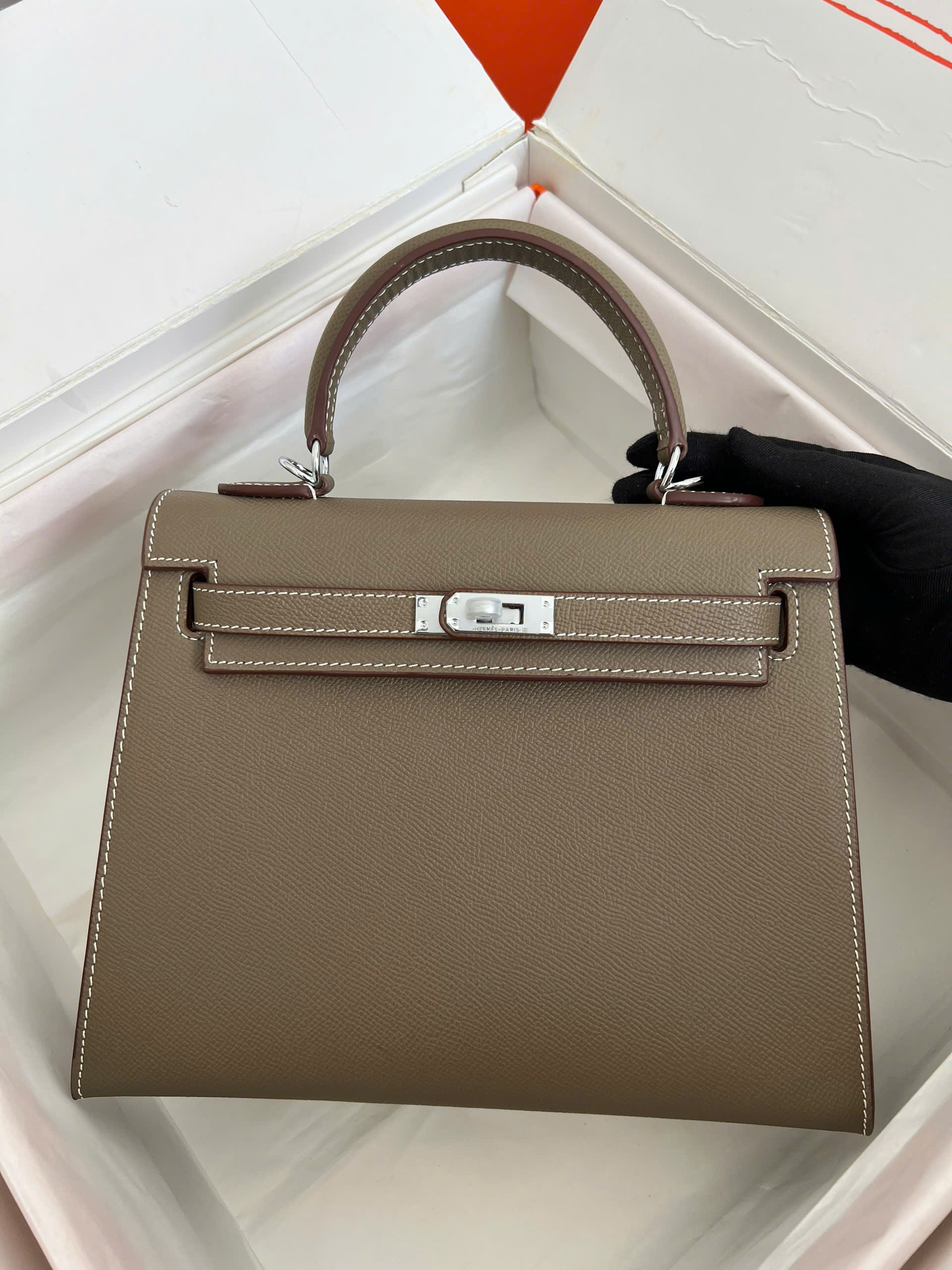 Classic Trapezoid Top Handle Flap Bag (Premium Epsom Collection) - Image 6