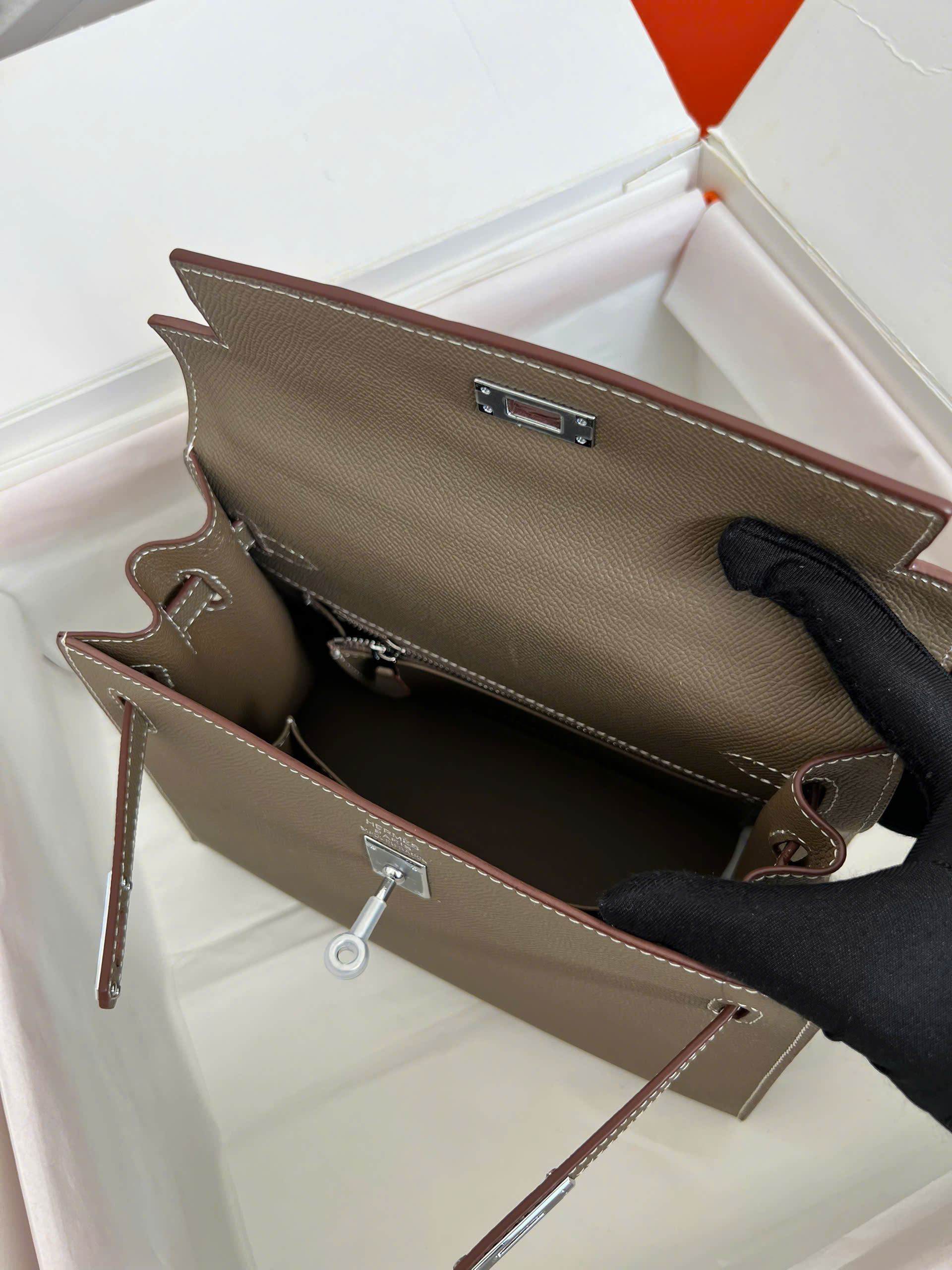 Classic Trapezoid Top Handle Flap Bag (Premium Epsom Collection) - Image 9