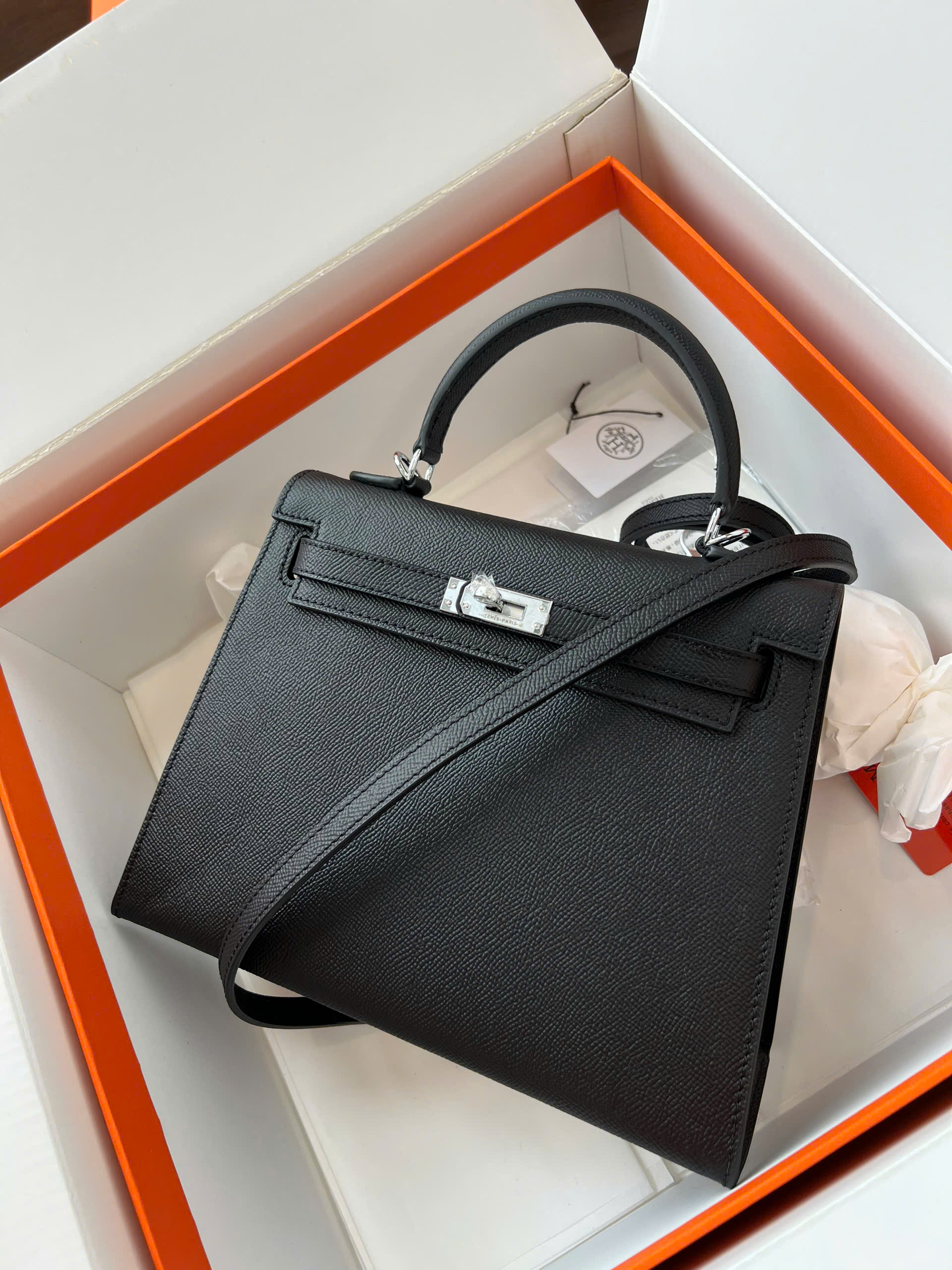Classic Trapezoid Top Handle Flap Bag (Premium Epsom Collection) - Image 18