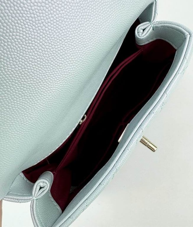 Chanel Coco Classic Flap Bag 24cm/9.4in Caviar Leather Silver Hardware - Light Blue, Designer Handbags, Women’s Purse, luxury bags, Chanel bags - Image 7