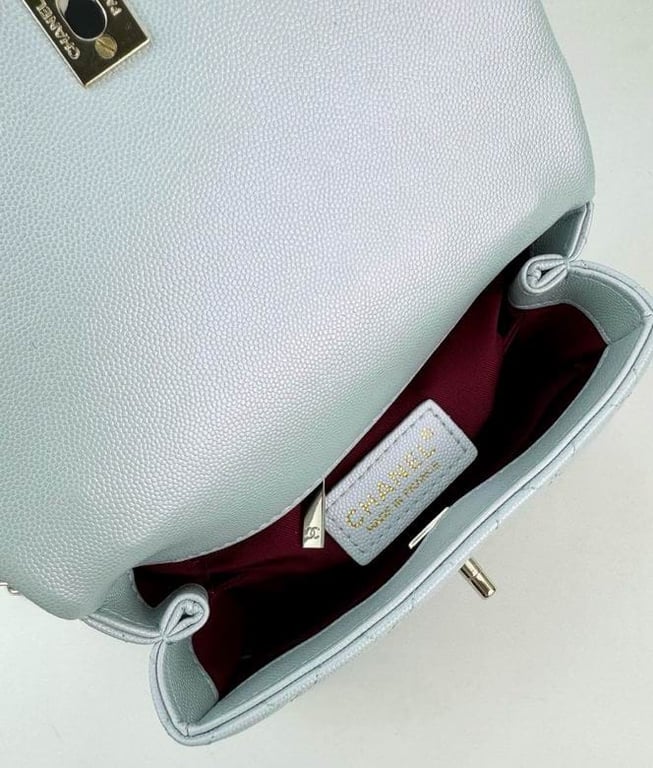 Chanel Coco Classic Flap Bag 24cm/9.4in Caviar Leather Silver Hardware - Light Blue, Designer Handbags, Women’s Purse, luxury bags, Chanel bags - Image 8