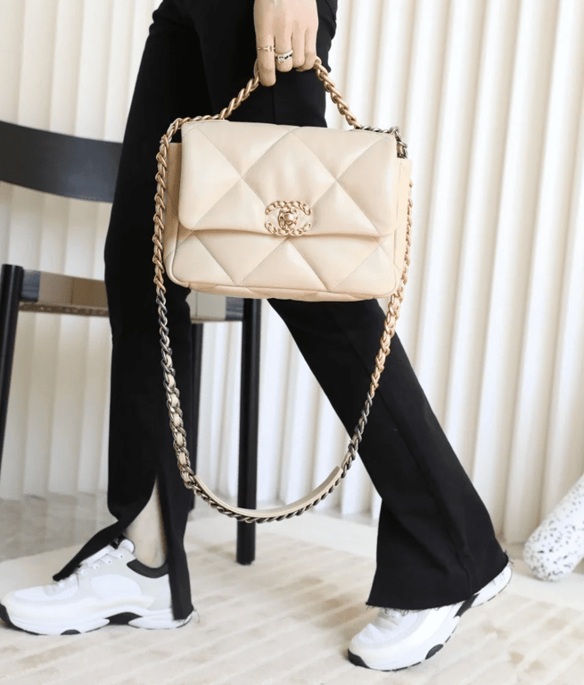 Chanel 19 Flap Bag Beige 30cm, Designer Handbags, Women’s Purse, luxury bags, Chanel bags - Image 2