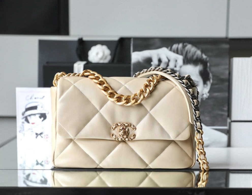 Chanel 19 Flap Bag Beige 30cm, Designer Handbags, Women’s Purse, luxury bags, Chanel bags - Image 3
