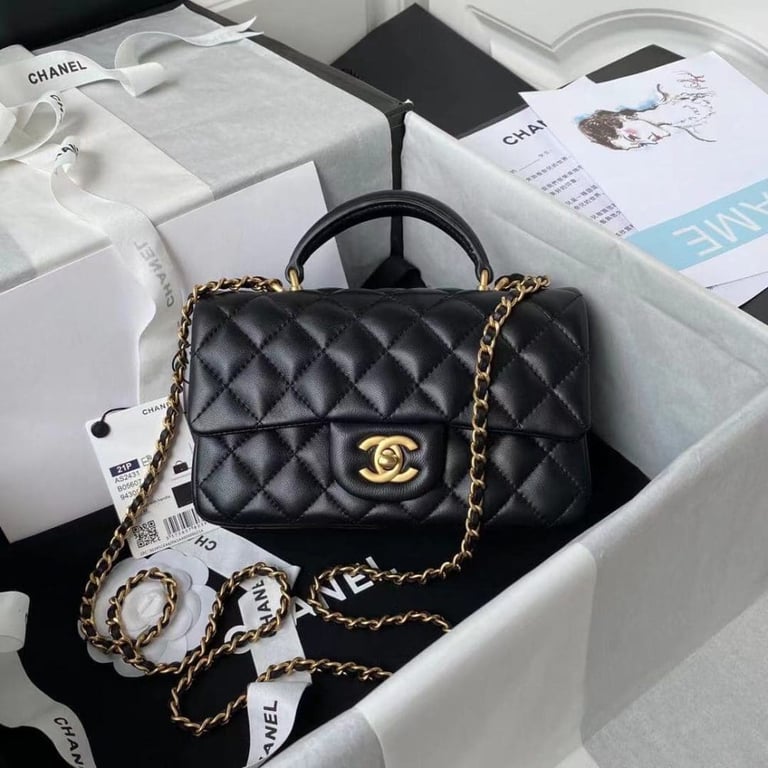 Chanel Mini Flap Bag With Top Handle Black 20Cm As2431, Designer Handbags, Women’s Purse, luxury bags, Chanel bags - Image 3