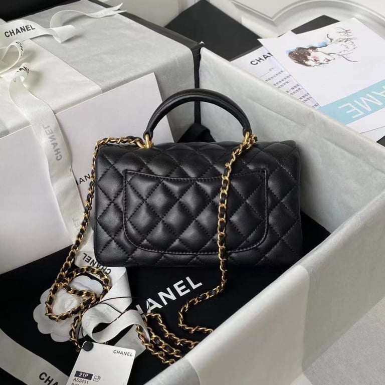 Chanel Mini Flap Bag With Top Handle Black 20Cm As2431, Designer Handbags, Women’s Purse, luxury bags, Chanel bags - Image 4