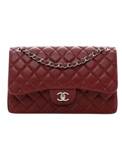 Chanel Classic Double Flap Bag Plum Red 25.5Cm/10in, Designer Handbags, Women’s Purse, luxury bags, Chanel bags