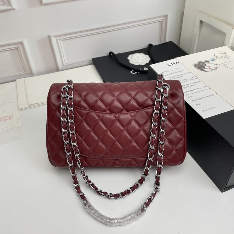Chanel Classic Double Flap Bag Plum Red 25.5Cm/10in, Designer Handbags, Women’s Purse, luxury bags, Chanel bags - Image 3