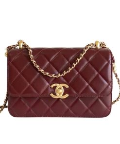 Chanel Calfskin Quilted Perfect Fit Flap Red 22cm, Designer Handbags, Women’s Purse, luxury bags, Chanel bags