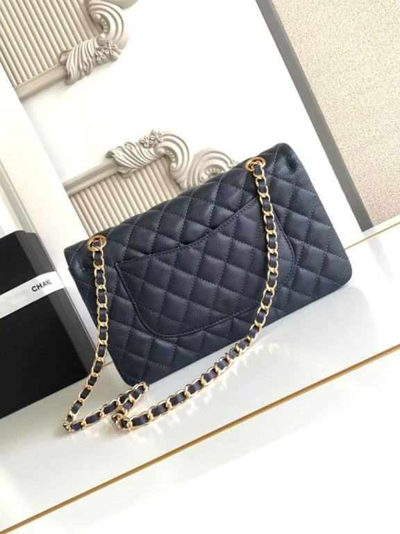 Chanel Classic Flap Bag 25 cm Navy Blue Gold-Tone Hardware A01112, Designer Handbag, Women’s Purse, Designer Handbags, Women’s Purse, luxury bags, Chanel bags - Image 3