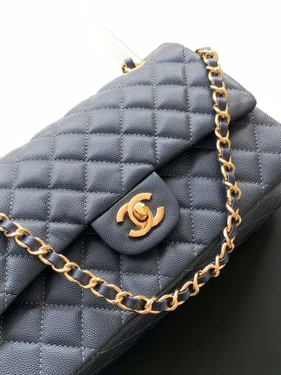 Chanel Classic Flap Bag 25 cm Navy Blue Gold-Tone Hardware A01112, Designer Handbag, Women’s Purse, Designer Handbags, Women’s Purse, luxury bags, Chanel bags - Image 5