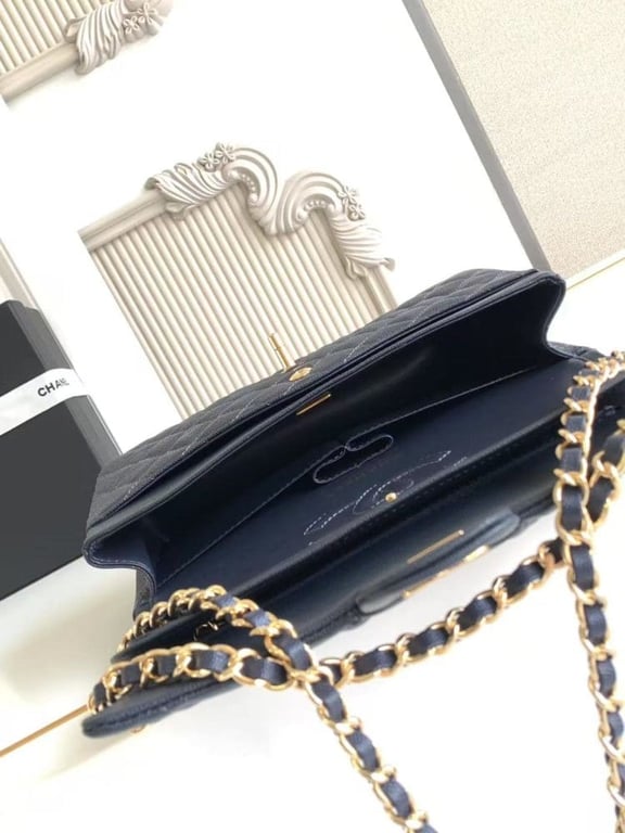 Chanel Classic Flap Bag 25 cm Navy Blue Gold-Tone Hardware A01112, Designer Handbag, Women’s Purse, Designer Handbags, Women’s Purse, luxury bags, Chanel bags - Image 7