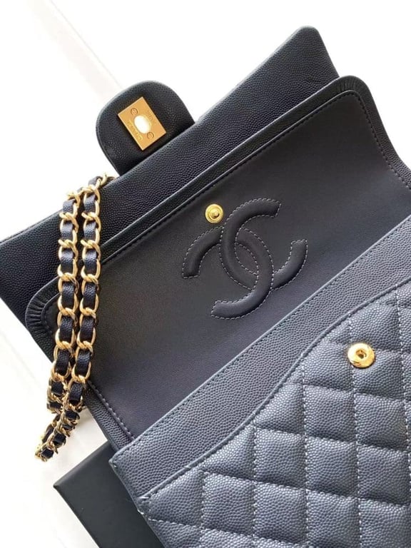 Chanel Classic Flap Bag 25 cm Navy Blue Gold-Tone Hardware A01112, Designer Handbag, Women’s Purse, Designer Handbags, Women’s Purse, luxury bags, Chanel bags - Image 8