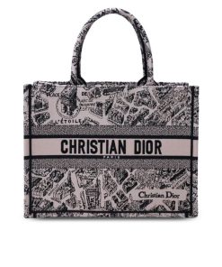 Christian Dior Book Tote Beige and Black Plan de Paris Embroidery 36cm, Designer Handbags, Womens Purse, luxury bags