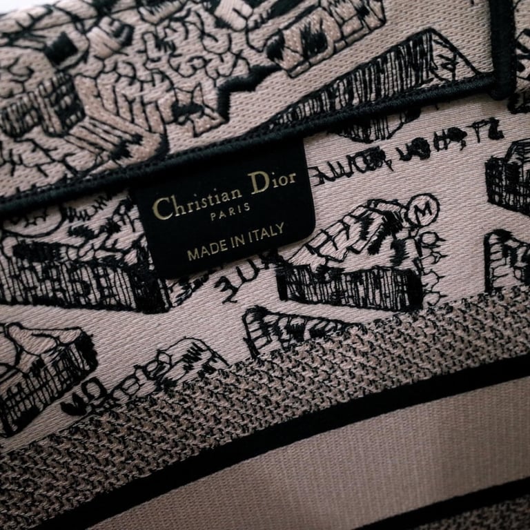 Christian Dior Book Tote Beige and Black Plan de Paris Embroidery 36cm, Designer Handbags, Womens Purse, luxury bags - Image 10