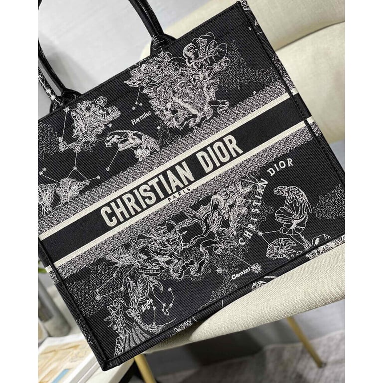 Christian Dior Large Book Tote Black Toile de Jouy Zodiac Embroidery, Designer Handbags, Womens Purse, luxury bags - Image 2