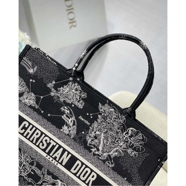 Christian Dior Large Book Tote Black Toile de Jouy Zodiac Embroidery, Designer Handbags, Womens Purse, luxury bags - Image 4