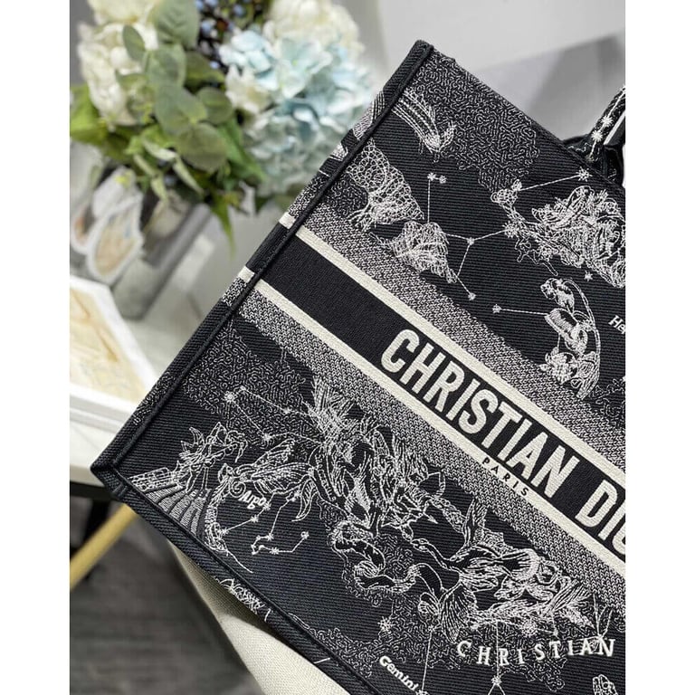 Christian Dior Large Book Tote Black Toile de Jouy Zodiac Embroidery, Designer Handbags, Womens Purse, luxury bags - Image 5