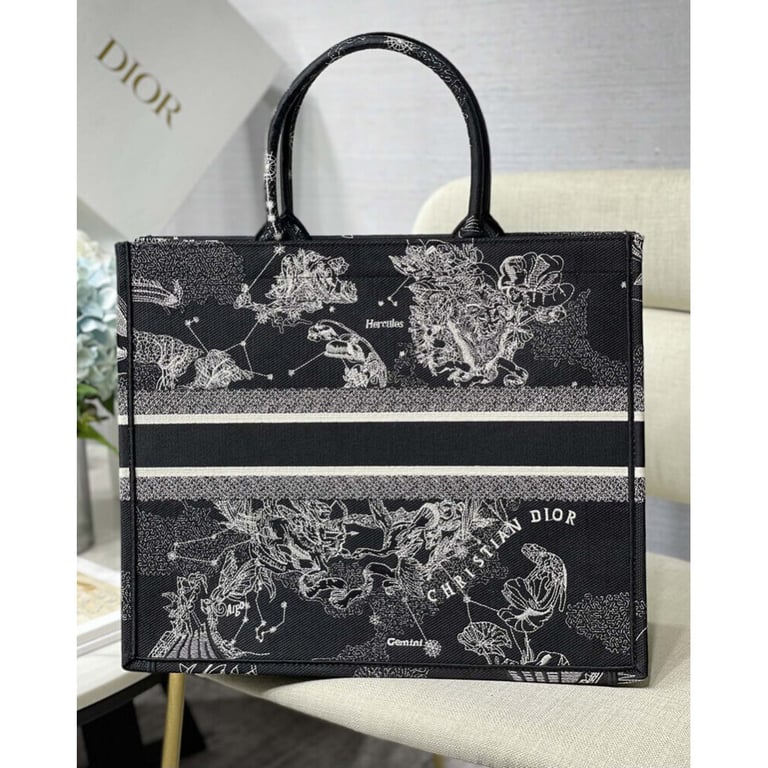 Christian Dior Large Book Tote Black Toile de Jouy Zodiac Embroidery, Designer Handbags, Womens Purse, luxury bags - Image 6