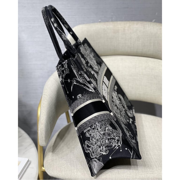 Christian Dior Large Book Tote Black Toile de Jouy Zodiac Embroidery, Designer Handbags, Womens Purse, luxury bags - Image 7