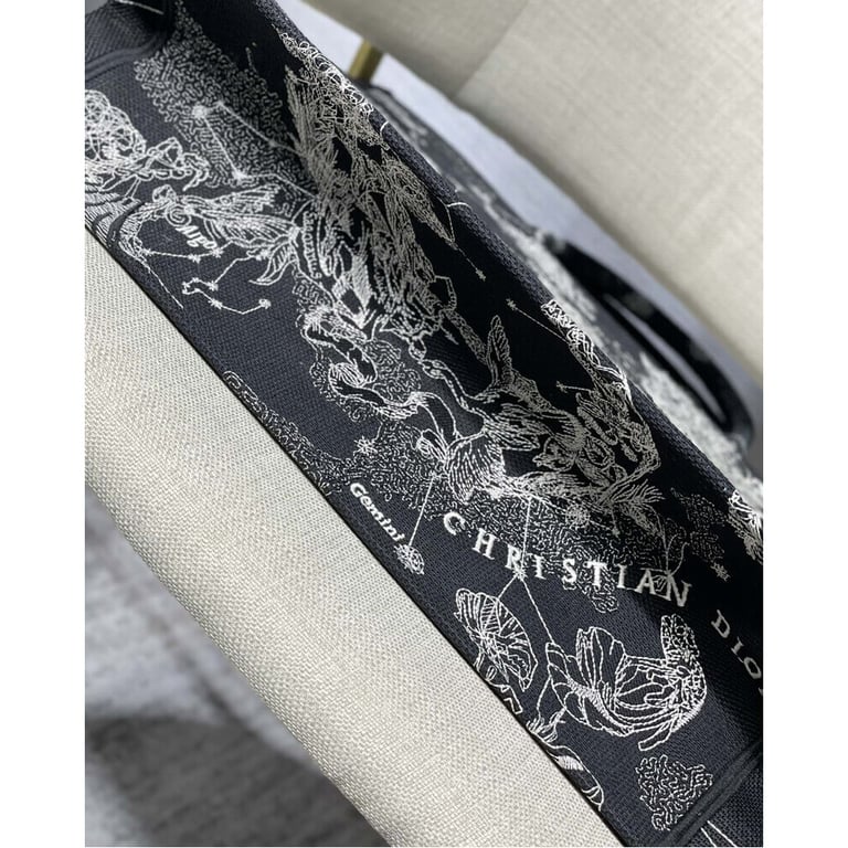 Christian Dior Large Book Tote Black Toile de Jouy Zodiac Embroidery, Designer Handbags, Womens Purse, luxury bags - Image 8