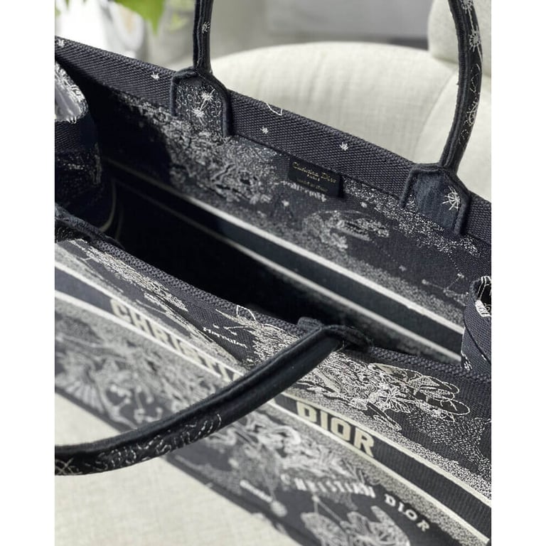 Christian Dior Large Book Tote Black Toile de Jouy Zodiac Embroidery, Designer Handbags, Womens Purse, luxury bags - Image 9