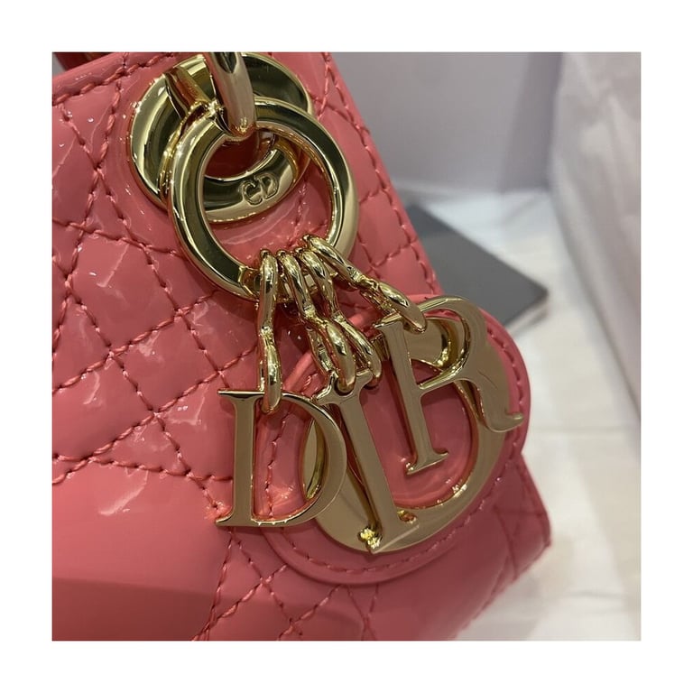 Christian Dior Micro Lady Dior Bag Pink Patent Cannage Calfskin, Designer Handbags, Womens Purse, luxury bags - Image 2