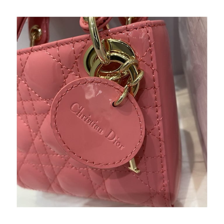 Christian Dior Micro Lady Dior Bag Pink Patent Cannage Calfskin, Designer Handbags, Womens Purse, luxury bags - Image 3