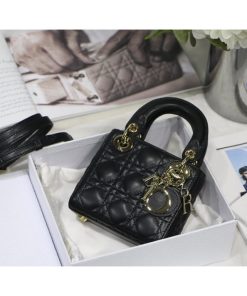 Alternative view of Christian Dior Micro Lady Dior Bag Black Cannage Lambskin, Designer Handbags, Womens Purse, luxury bags