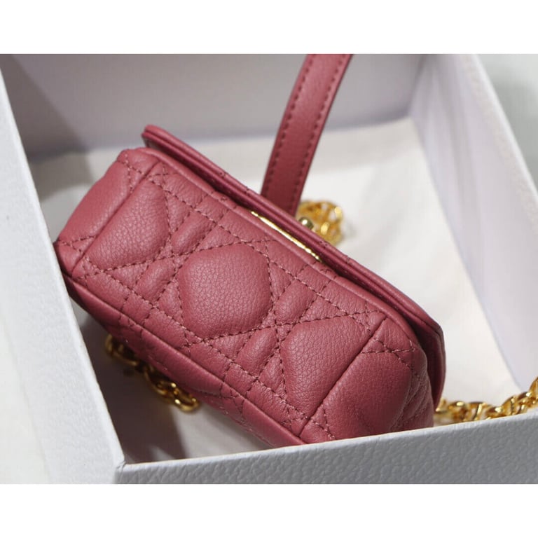 Christian Dior Micro Caro Bag Yarrow Pink Supple Cannage Calfskin, Designer Handbags, Womens Purse, luxury bags - Image 9