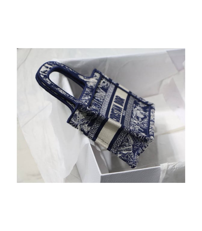 Christian Dior Mini Book Tote Blue Toile de Jouy Reverse Embroidery, Designer Handbags, Womens Purse, luxury bags - Image 7