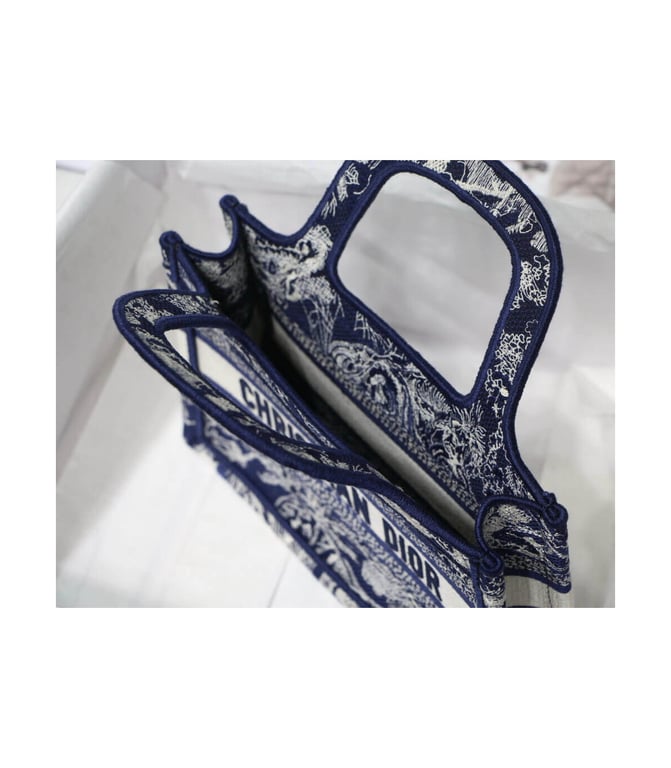 Christian Dior Mini Book Tote Blue Toile de Jouy Reverse Embroidery, Designer Handbags, Womens Purse, luxury bags - Image 9