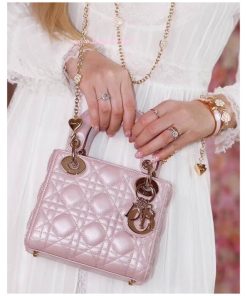 Christian Dior Mini Lady Dior Bag Pink Cannage Lambskin, Designer Handbags, Womens Purse, luxury bags