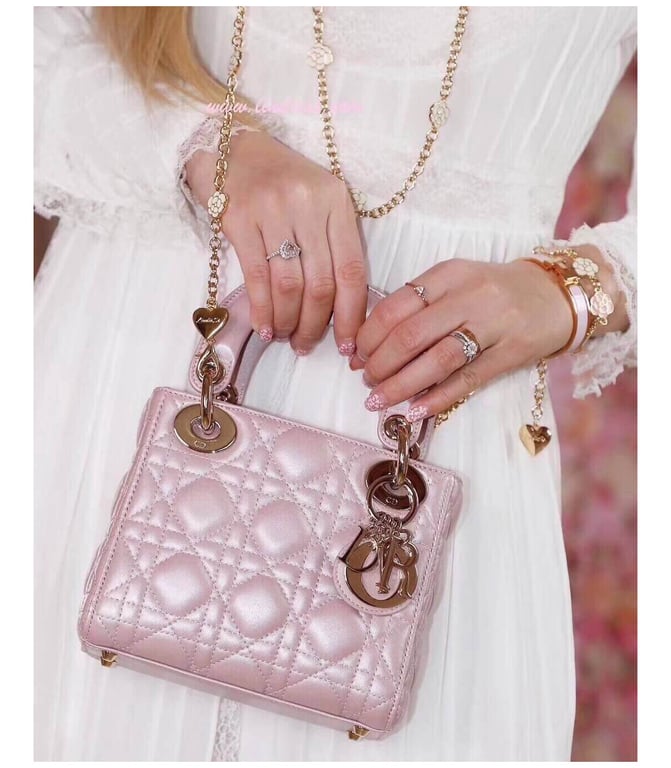 Christian Dior Mini Lady Dior Bag Pink Cannage Lambskin, Designer Handbags, Womens Purse, luxury bags