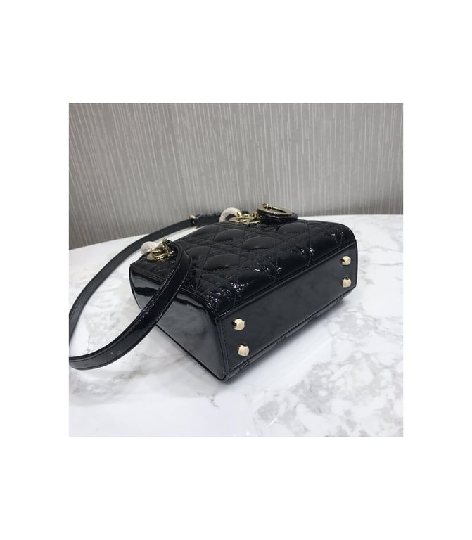 Christian Dior Mini Lady Dior Bag Black Patent Cannage Calfskin 17cm, Designer Handbags, Womens Purse, luxury bags - Image 11