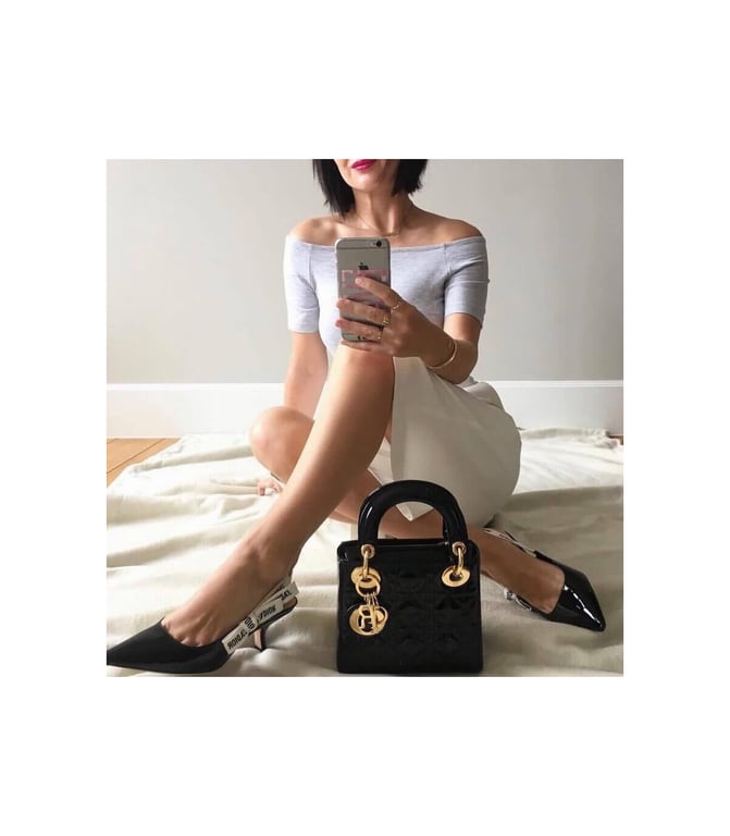 Christian Dior Mini Lady Dior Bag Black Patent Cannage Calfskin 17cm, Designer Handbags, Womens Purse, luxury bags - Image 3