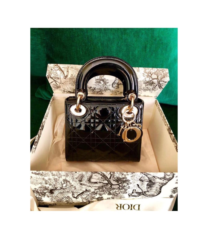 Christian Dior Mini Lady Dior Bag Black Patent Cannage Calfskin 17cm, Designer Handbags, Womens Purse, luxury bags - Image 4