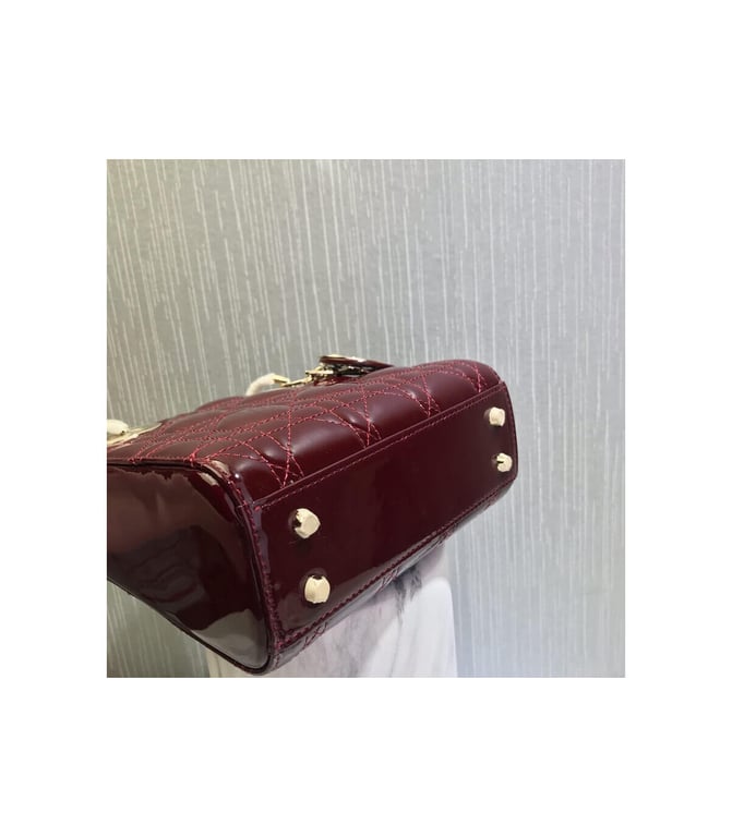 Christian Dior Mini Lady Dior Bag Burgundy Patent Cannage Calfskin, Designer Handbags, Womens Purse, luxury bags - Image 12