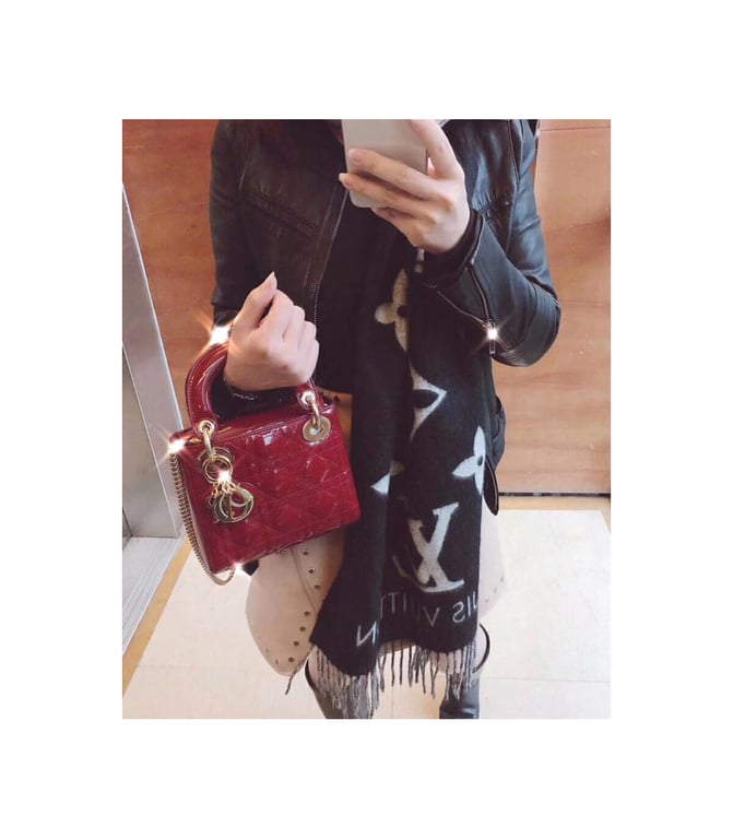 Christian Dior Mini Lady Dior Bag Burgundy Patent Cannage Calfskin, Designer Handbags, Womens Purse, luxury bags - Image 4