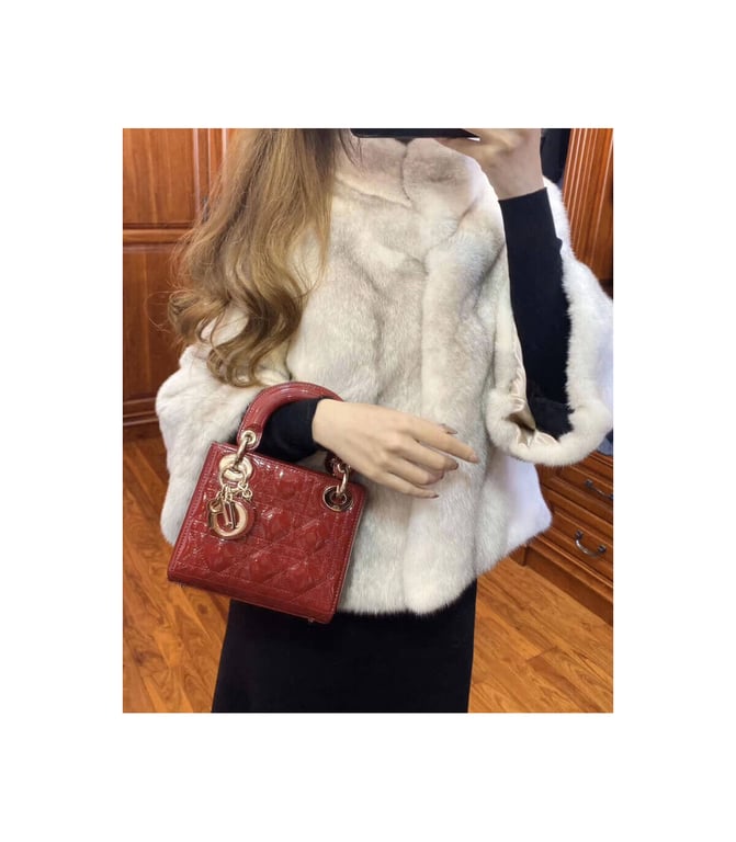 Christian Dior Mini Lady Dior Bag Burgundy Patent Cannage Calfskin, Designer Handbags, Womens Purse, luxury bags - Image 6