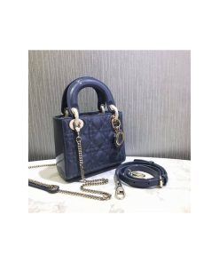 Christian Dior Mini Lady Dior Bag Blue Patent Cannage Calfskin, Designer Handbags, Womens Purse, luxury bags