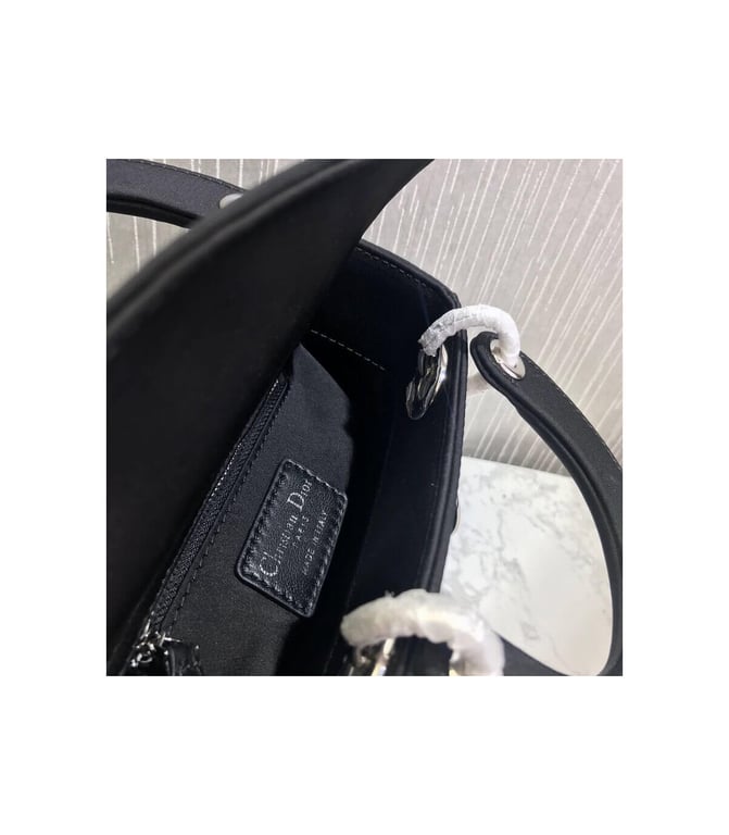 Christian Dior Mini Lady Dior Bag Black Calfskin with Platinum Beaded Cannage Embroidery, Designer Handbags, Womens Purse, luxury bags - Image 11