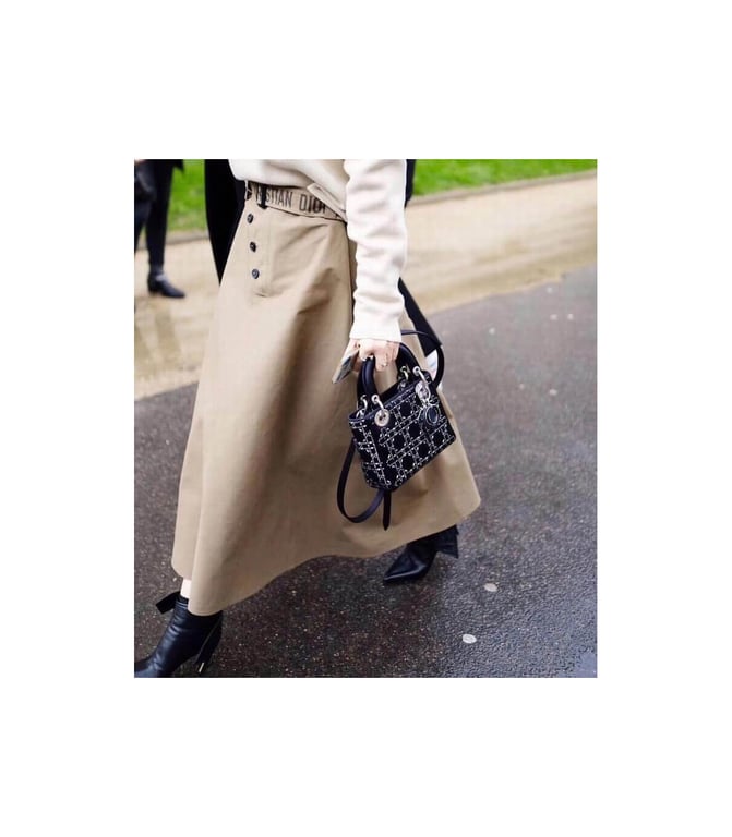 Christian Dior Mini Lady Dior Bag Black Calfskin with Platinum Beaded Cannage Embroidery, Designer Handbags, Womens Purse, luxury bags - Image 2