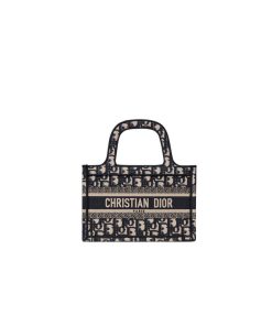 Christian Dior Mini Book Tote Blue Oblique Embroidery, Designer Handbags, Womens Purse, luxury bags