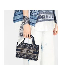 Alternative view of Christian Dior Mini Book Tote Blue Oblique Embroidery, Designer Handbags, Womens Purse, luxury bags