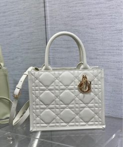 Christian Dior Small Book Tote Latte Macrocannage Calfskin 26cm, Designer Handbags, Womens Purse, luxury bags