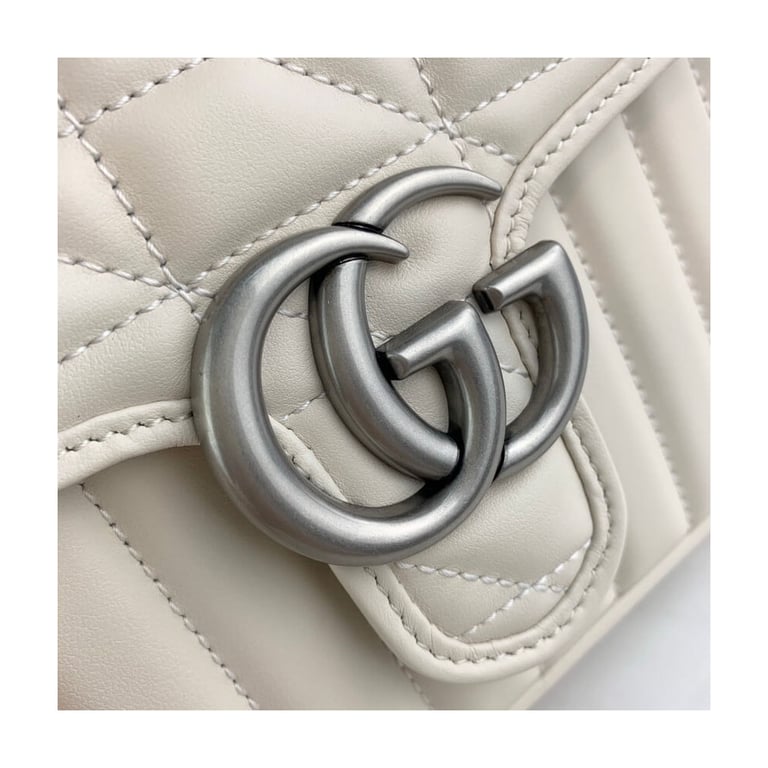 Gucci GG Marmont White Matelasse Leather Mini Top Handle Bag - Image 10