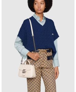Alternative view of Gucci GG Marmont White Matelasse Leather Mini Top Handle Bag